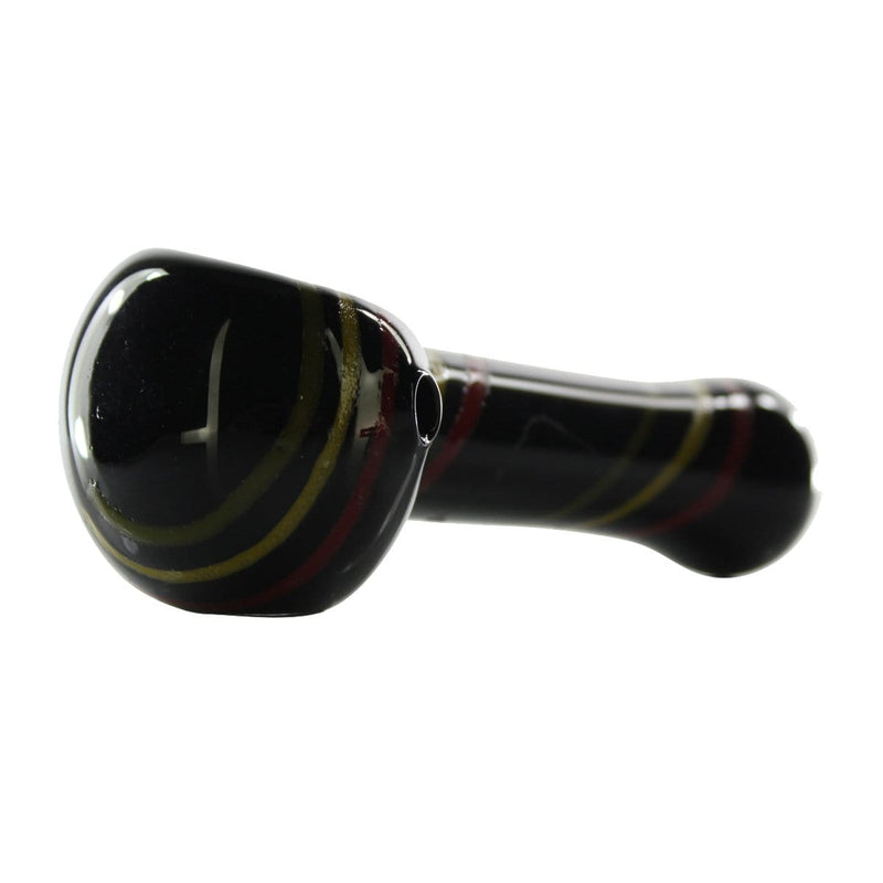 Biohazard Inc Glass Hand Pipe 4" Black Frit Hand Pipe w/ Rasta Stripe