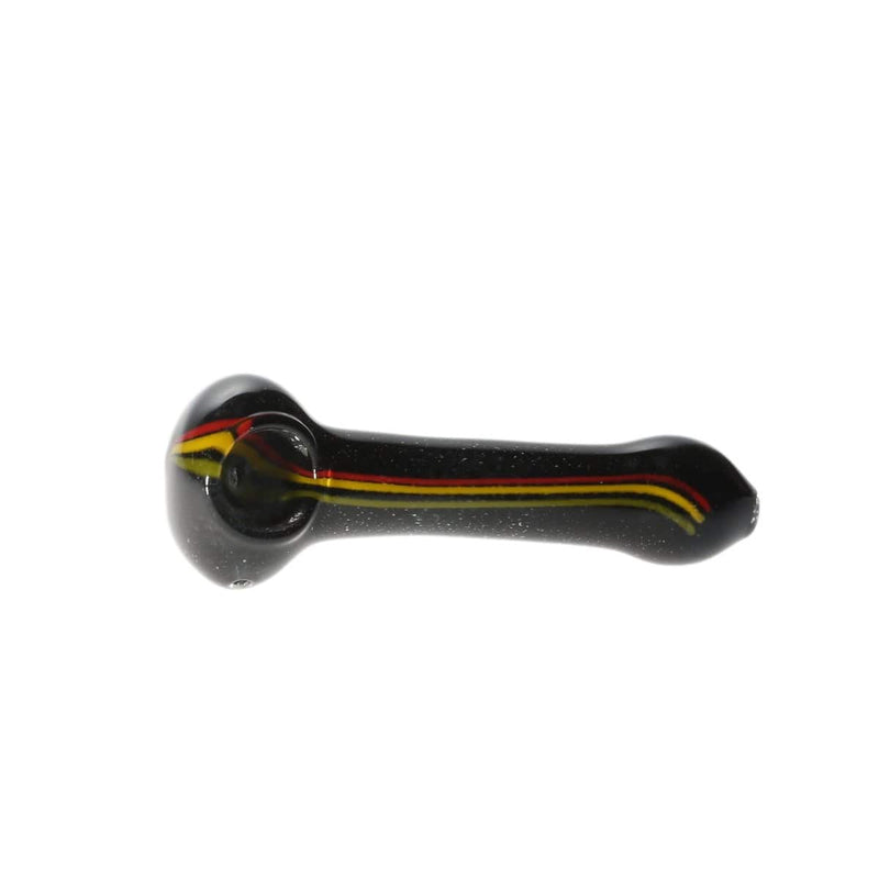 Biohazard Inc Glass Hand Pipe 4" Black Hand Pipe w/ Rasta Line