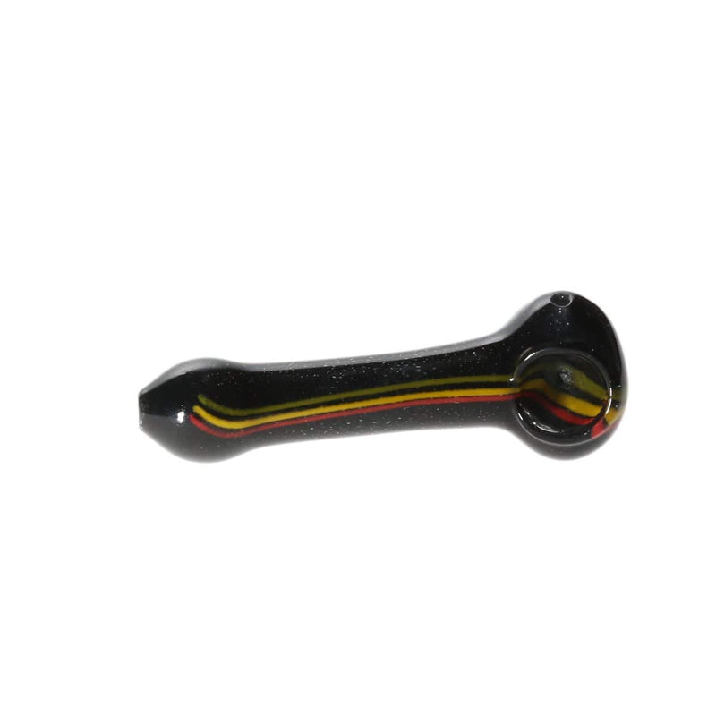 Biohazard Inc Glass Hand Pipe 4" Black Hand Pipe w/ Rasta Line