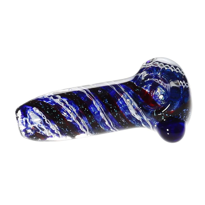 Biohazard Inc Glass Hand Pipe 4" Dichro Line Latticino Heavy Hand Pipe