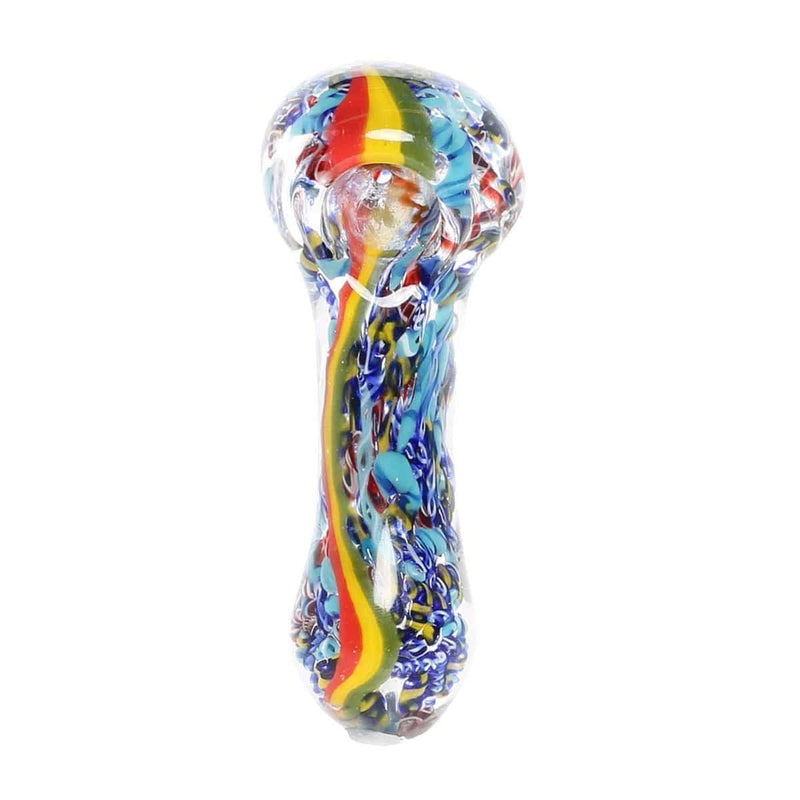 Biohazard Inc Glass Hand Pipe 4" Frit Hand Pipe with Rasta Stripe