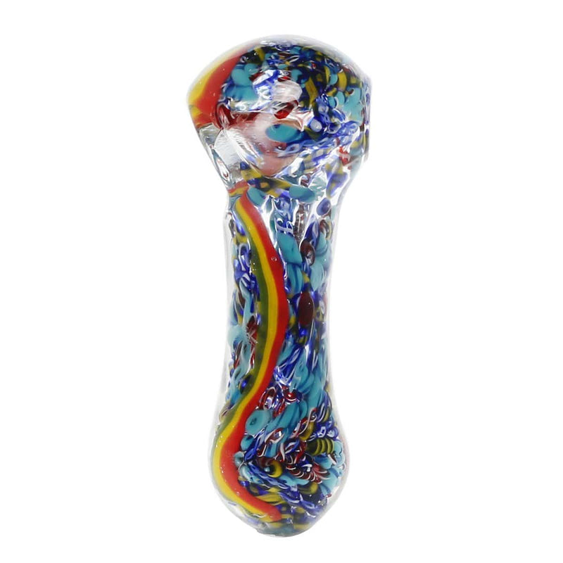 Biohazard Inc Glass Hand Pipe 4" Frit Hand Pipe with Rasta Stripe