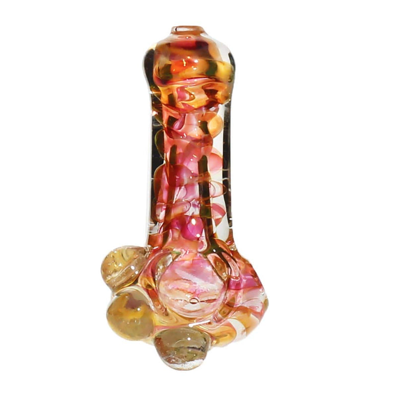 Biohazard Inc Glass Hand Pipe 4" Fumed 3 Marbles Hand Pipe