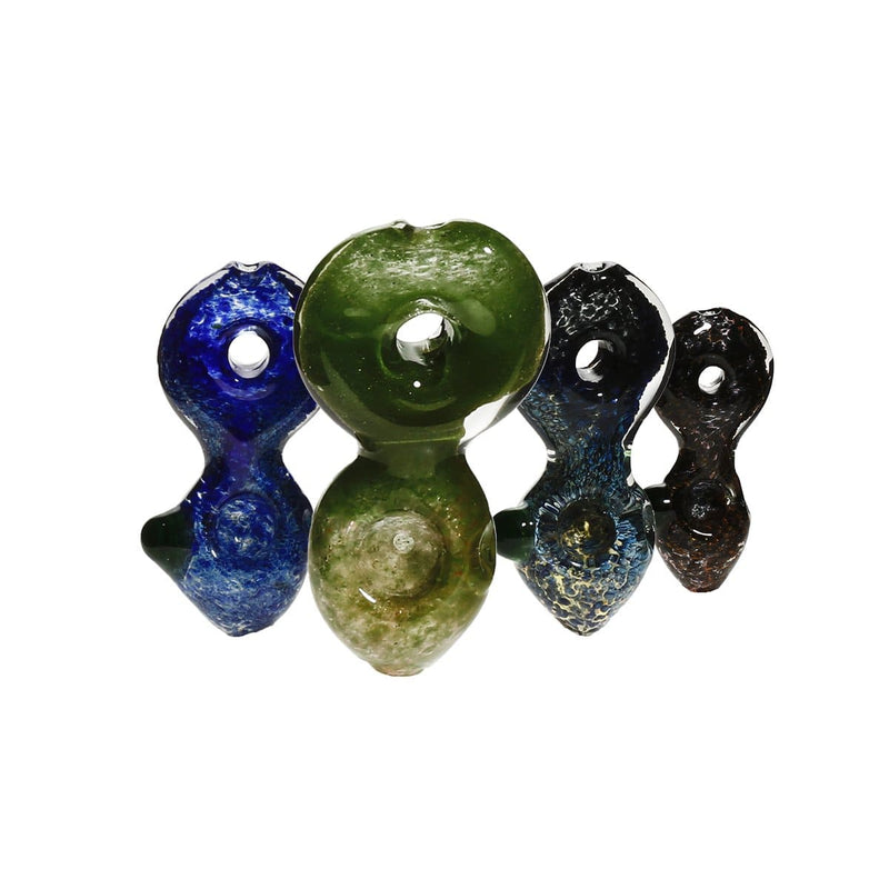 Biohazard Inc Glass Hand Pipe 4" Fumed / Frit Hand Pipe w/ Donut