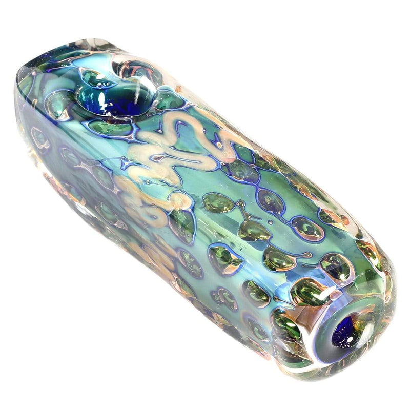 Biohazard Inc Glass Hand Pipe 4" Gold Fumed Candy Cane Stripes Hand Pipe