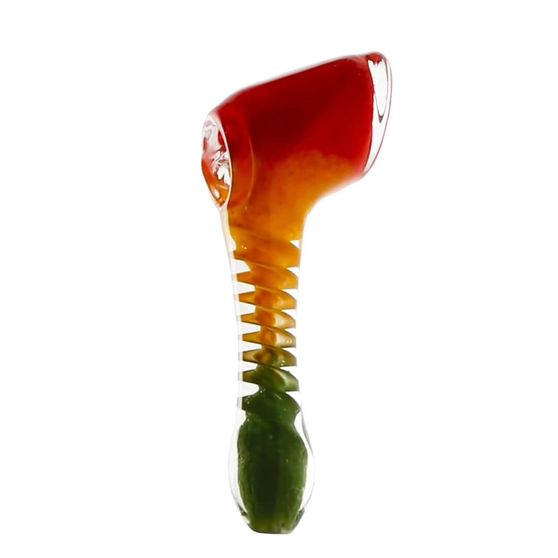 Biohazard Inc Glass Hand Pipe 4" Hammer Hand Pipe - Rasta Spiral