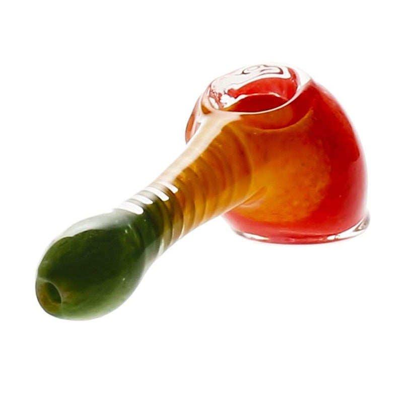 Biohazard Inc Glass Hand Pipe 4" Hammer Hand Pipe - Rasta Spiral