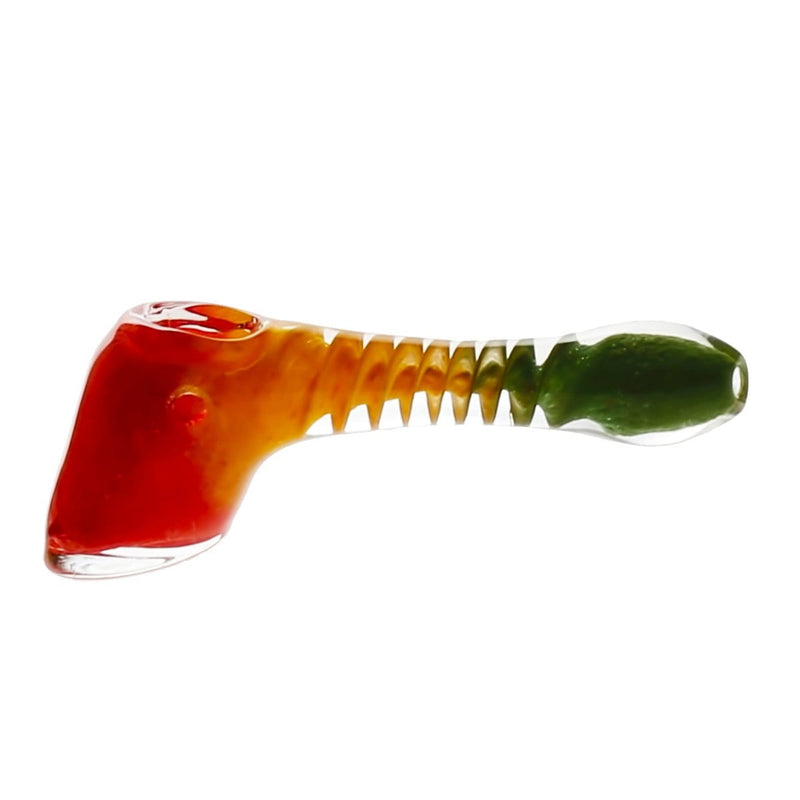 Biohazard Inc Glass Hand Pipe 4" Hammer Hand Pipe - Rasta Spiral