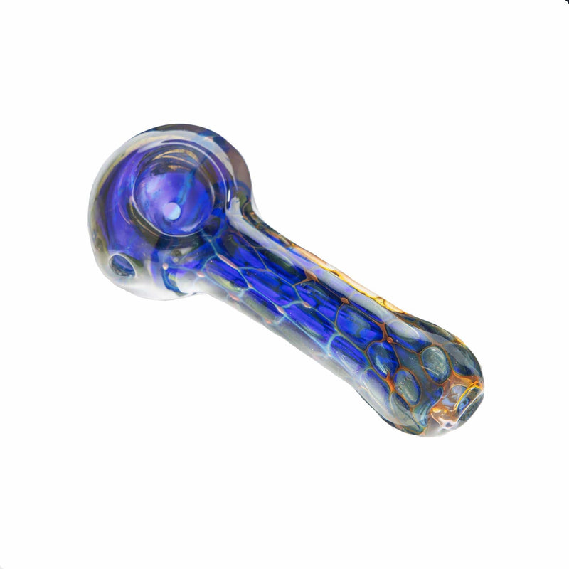 Biohazard Inc Glass Hand Pipe 4"  Hand Pipe Blue/Green w/ Turtle Shell Pattern