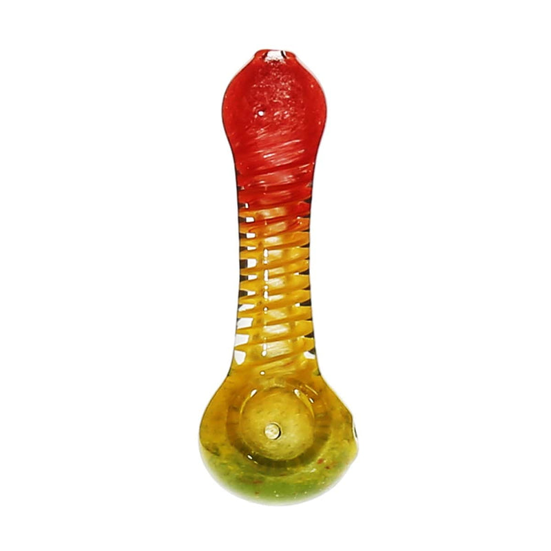 Biohazard Inc Glass Hand Pipe 4" Hand Pipe w/ Rasta Frit Spiral