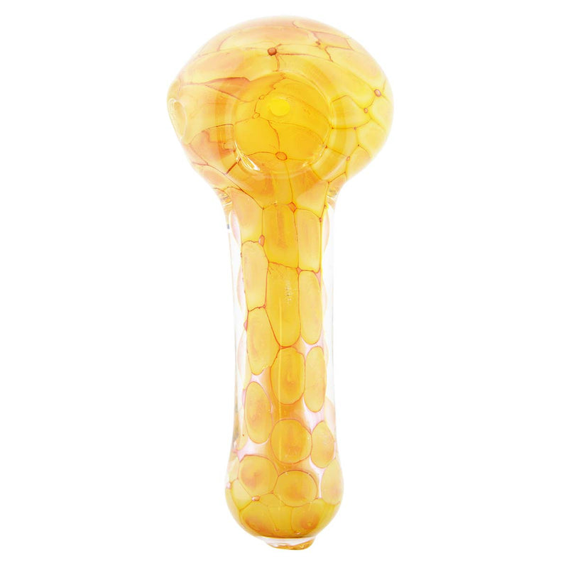 Biohazard Inc Glass Hand Pipe 4" Hand Pipe Yellow/Orange Bubble Honeycomb Patterns