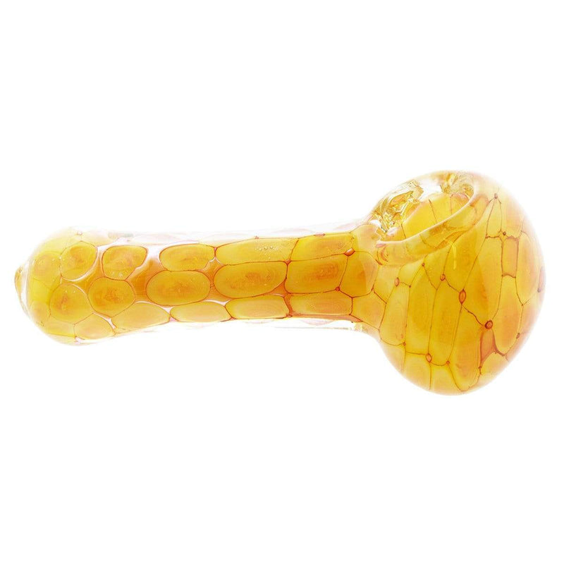 Biohazard Inc Glass Hand Pipe 4" Hand Pipe Yellow/Orange Bubble Honeycomb Patterns