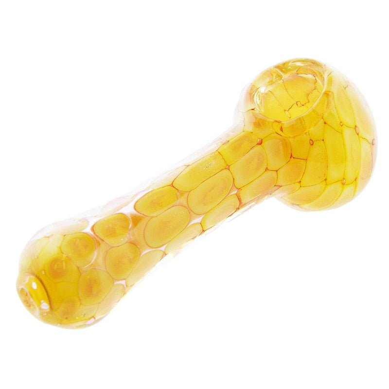 Biohazard Inc Glass Hand Pipe 4" Hand Pipe Yellow/Orange Bubble Honeycomb Patterns