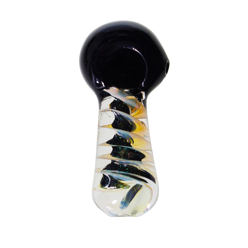 Biohazard Inc Glass Hand Pipe 4" Heavy Hand Pipe w/ Dichro Swirl