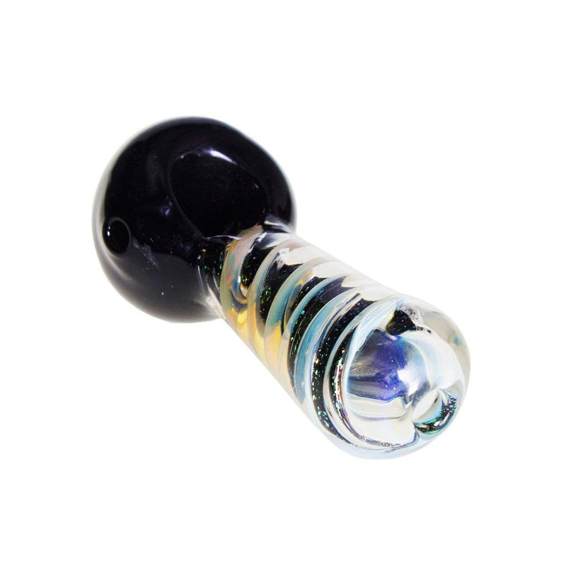 Biohazard Inc Glass Hand Pipe 4" Heavy Hand Pipe w/ Dichro Swirl