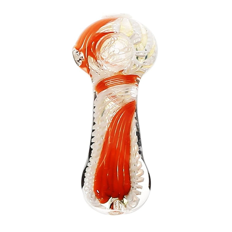 Biohazard Inc Glass Hand Pipe 4" Latticino Flat Tip Hand Pipe