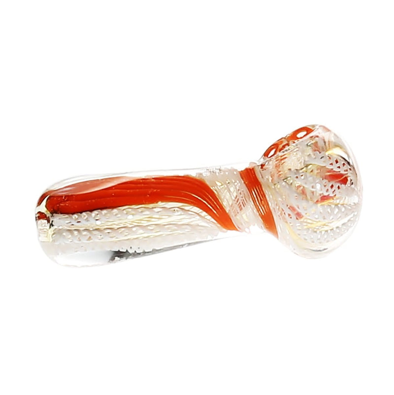 Biohazard Inc Glass Hand Pipe 4" Latticino Flat Tip Hand Pipe