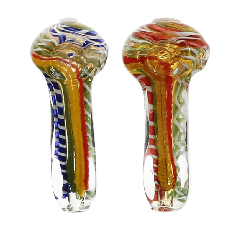 Biohazard Inc Glass Hand Pipe 4" Latticino Square Tip Hand Pipe