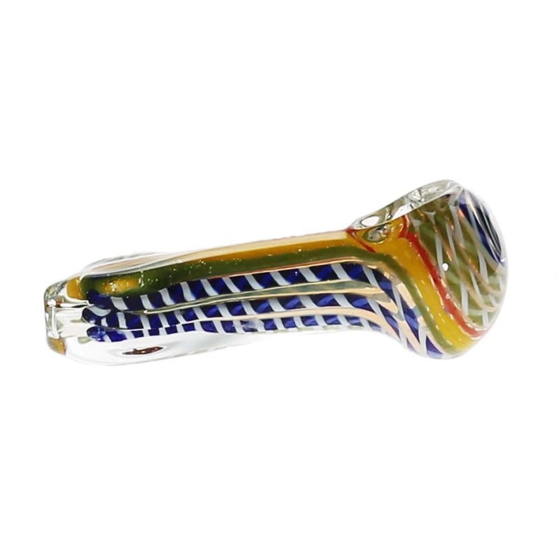 Biohazard Inc Glass Hand Pipe 4" Latticino Square Tip Hand Pipe