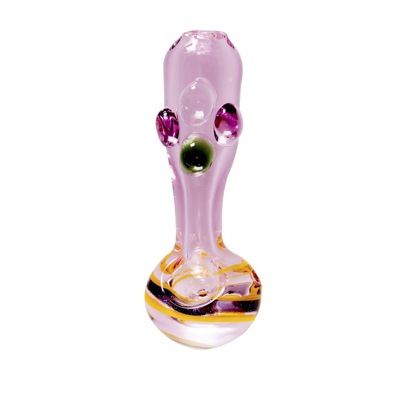 Biohazard Inc Glass Hand Pipe 4" Pink Hand Pipe w/ Dichro Head