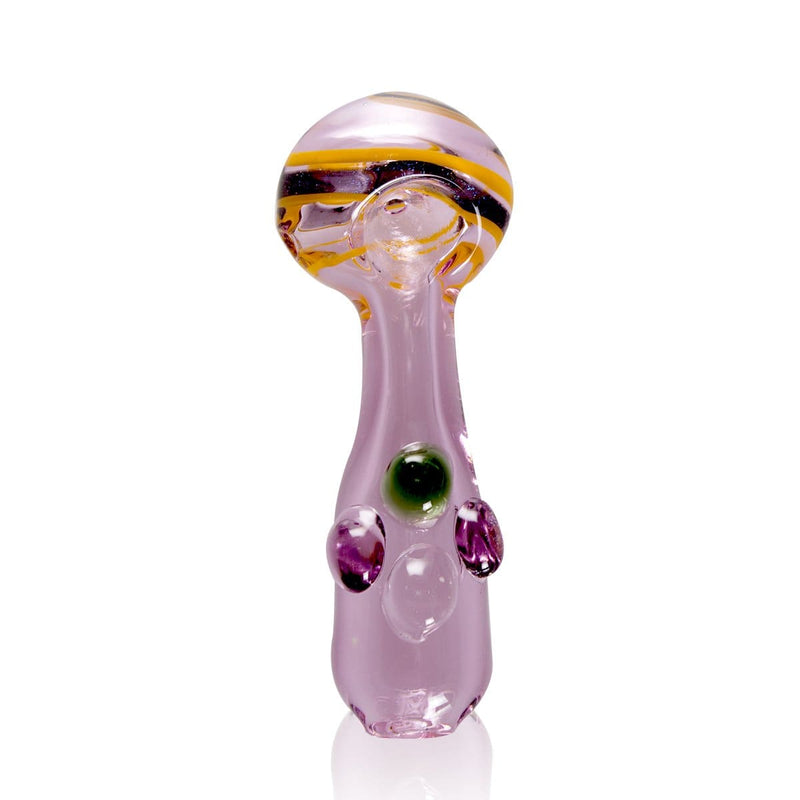 Biohazard Inc Glass Hand Pipe 4" Pink Hand Pipe w/ Dichro Head