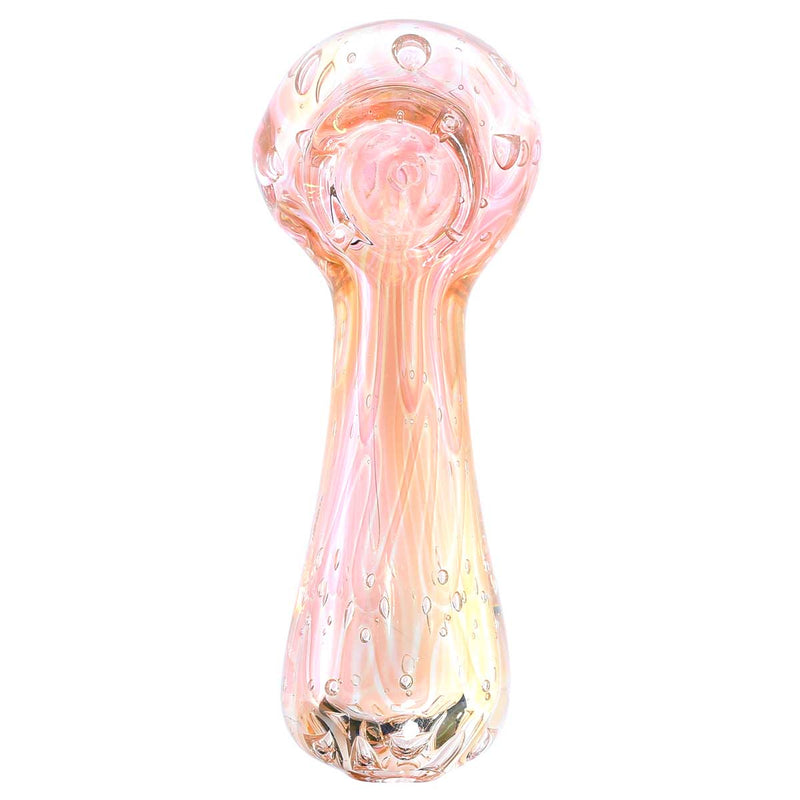 Biohazard Inc Glass Hand Pipe 4" Pink w/ Gold Fumed Bubbles Hand Pipe