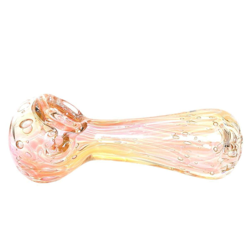 Biohazard Inc Glass Hand Pipe 4" Pink w/ Gold Fumed Bubbles Hand Pipe