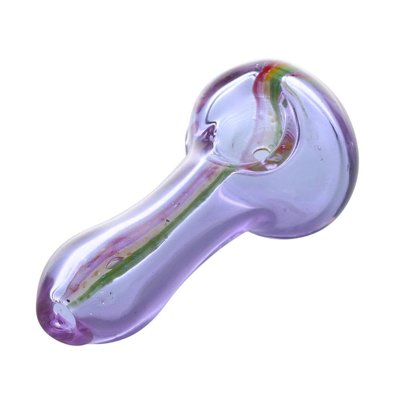 Biohazard Inc Glass Hand Pipe 4" Purple w/ Rasta Dichro Hand Pipe