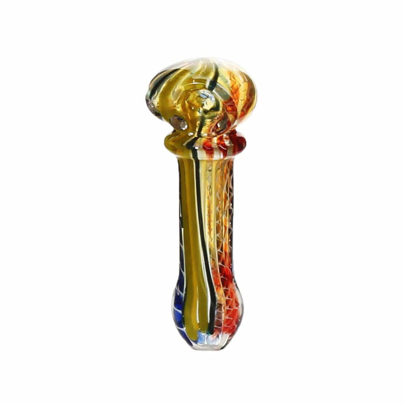 Biohazard Inc Glass Hand Pipe 4" Rasta Line Hand Pipe