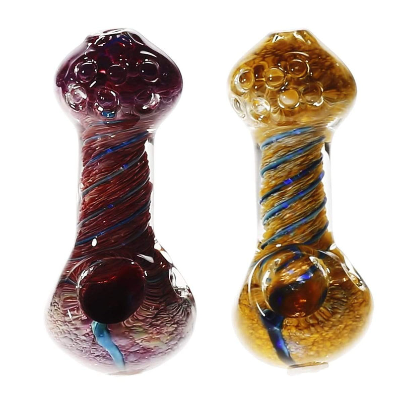 Biohazard Inc Glass Hand Pipe 5" Frit Hand Pipe with Marbled Tip