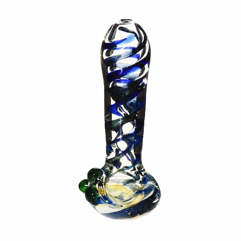 Biohazard Inc Glass Hand Pipe 5"  Fumed Hand Pipe w/ Dichro Swirl