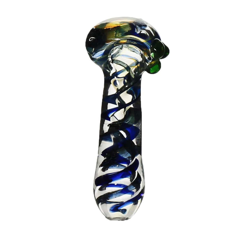 Biohazard Inc Glass Hand Pipe 5"  Fumed Hand Pipe w/ Dichro Swirl