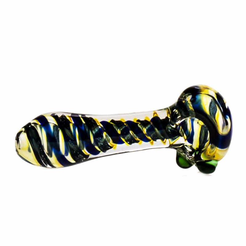 Biohazard Inc Glass Hand Pipe 5"  Fumed Hand Pipe w/ Dichro Swirl