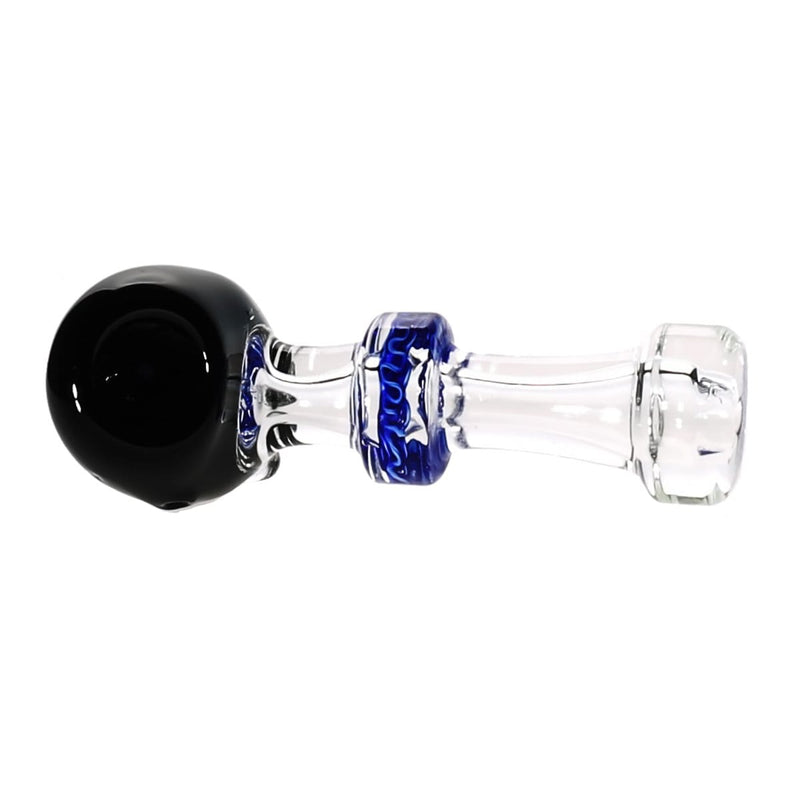 Biohazard Inc Glass Hand Pipe 5" Heavy Black Head Bulge Hand Pipe