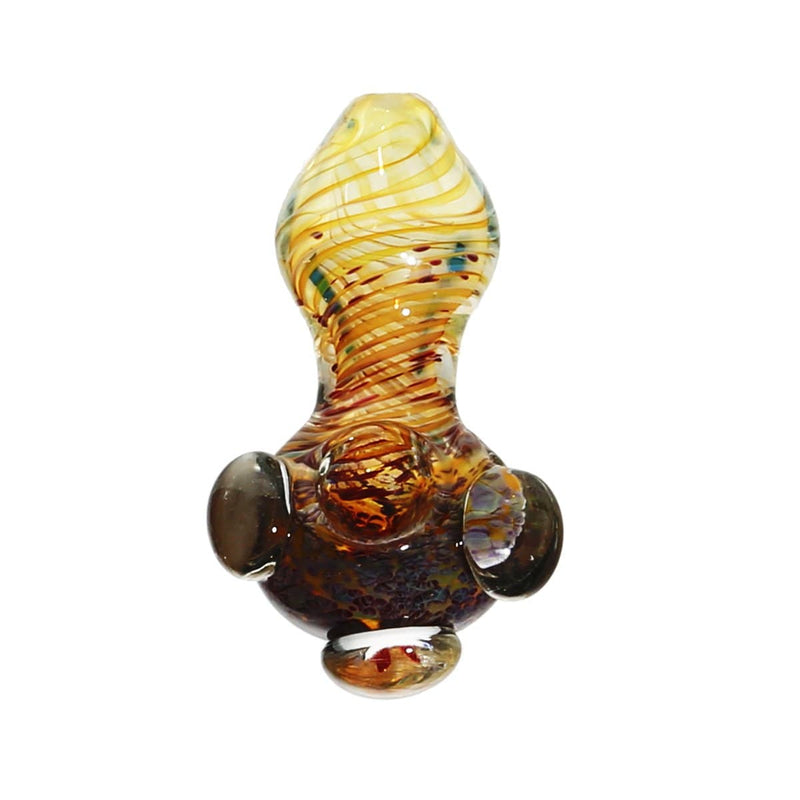 Biohazard Inc Glass Hand Pipe 5" Heavy Fumed Frit W/ marbles Hand Pipe