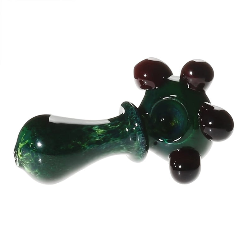 Biohazard Inc Glass Hand Pipe 5" Marbles with Ring Hand Pipe - Green Frit