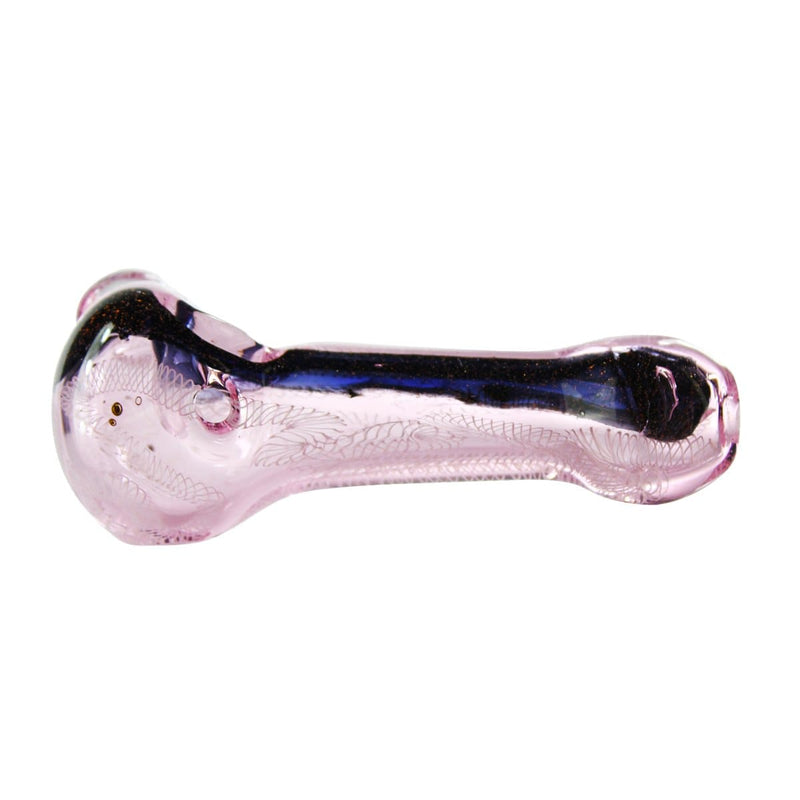 Biohazard Inc Glass Hand Pipe 5" Pink Hand Pipe w/ Dichro Line