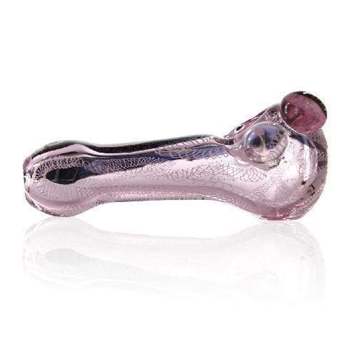 Biohazard Inc Glass Hand Pipe 5" Pink Hand Pipe w/ Dichro Line