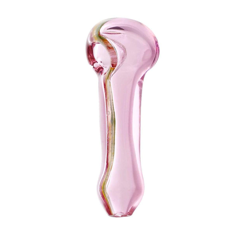 Biohazard Inc Glass Hand Pipe 5" Pink w/ Rasta Dichro Hand Pipe