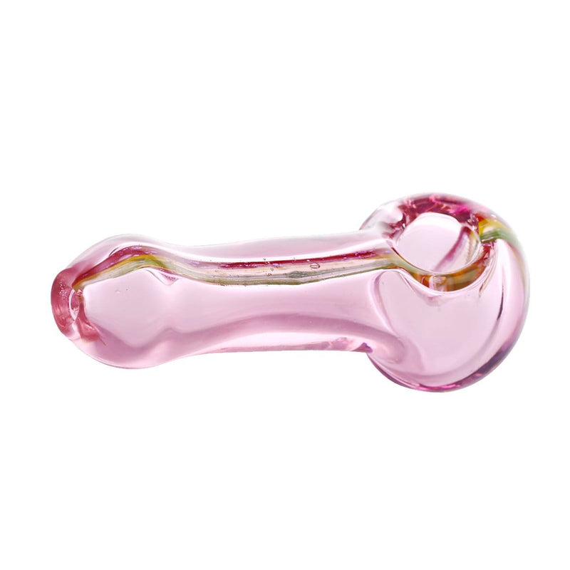 Biohazard Inc Glass Hand Pipe 5" Pink w/ Rasta Dichro Hand Pipe