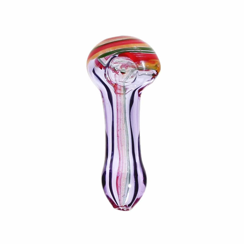 Biohazard Inc Glass Hand Pipe 5" Purple Hand Pipe w/ Rasta Swirl and Dichro