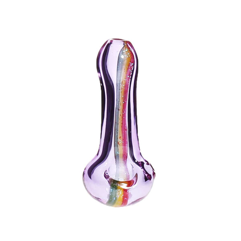 Biohazard Inc Glass Hand Pipe 5" Purple w/ Rasta Dichro Hand Pipe