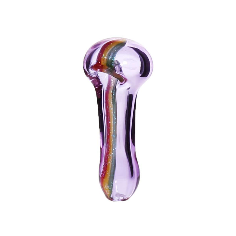 Biohazard Inc Glass Hand Pipe 5" Purple w/ Rasta Dichro Hand Pipe