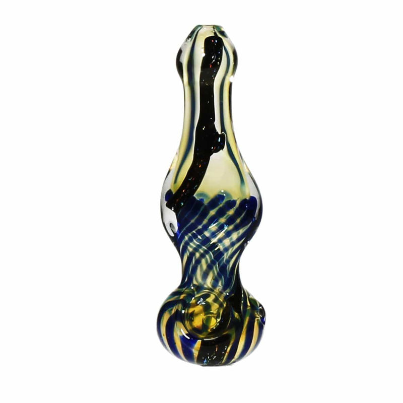 Biohazard Inc Glass Hand Pipe 5"  Worked Hand Pipe w/ Dichro Swirl