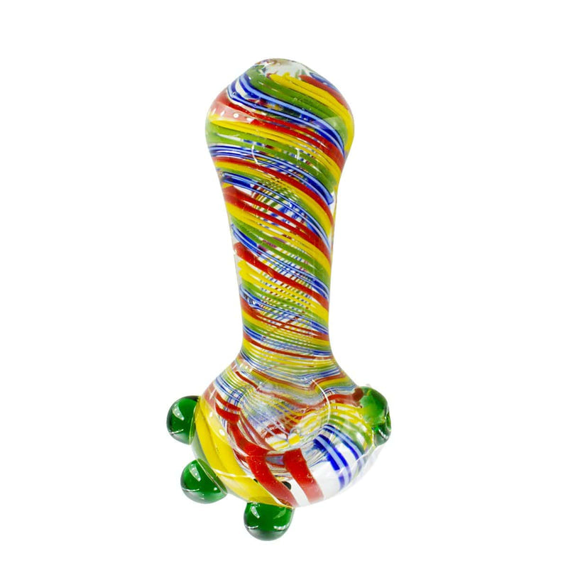 Biohazard Inc Glass Hand Pipe 5" Worked Hand Pipe w/ Rasta Swirl