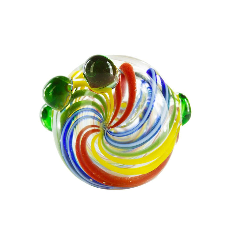 Biohazard Inc Glass Hand Pipe 5" Worked Hand Pipe w/ Rasta Swirl