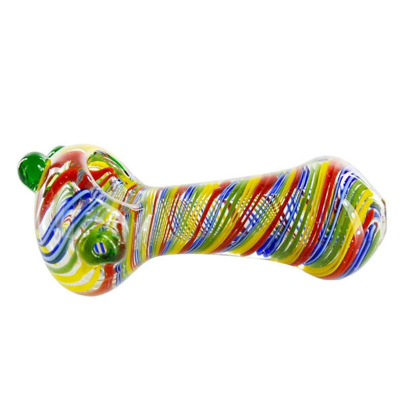 Biohazard Inc Glass Hand Pipe 5" Worked Hand Pipe w/ Rasta Swirl