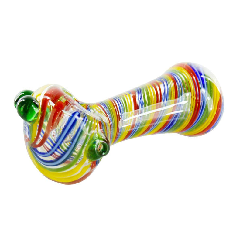 Biohazard Inc Glass Hand Pipe 5" Worked Hand Pipe w/ Rasta Swirl