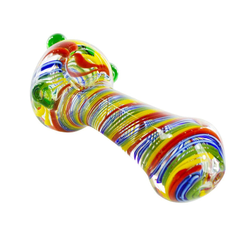 Biohazard Inc Glass Hand Pipe 5" Worked Hand Pipe w/ Rasta Swirl