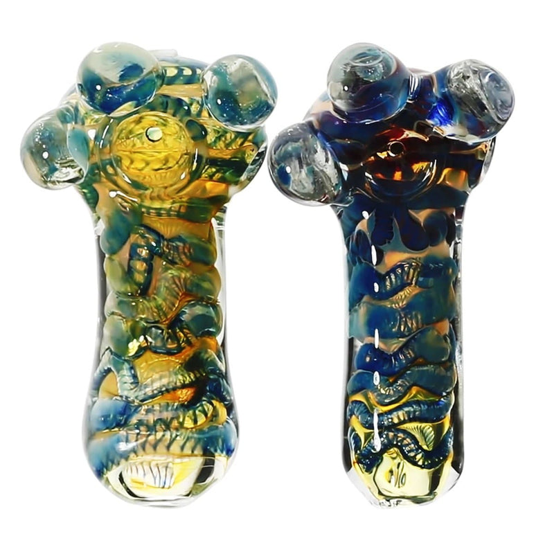 Biohazard Inc Glass Hand Pipe 6" Fume Frit 3 Marble Hand Pipe